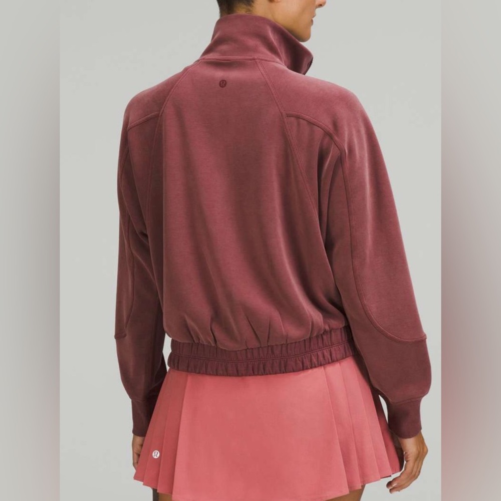 NWOT Lululemon Brushed Softstreme Funnel-Neck Zip Up Red Merlot - Picture 2 of 7